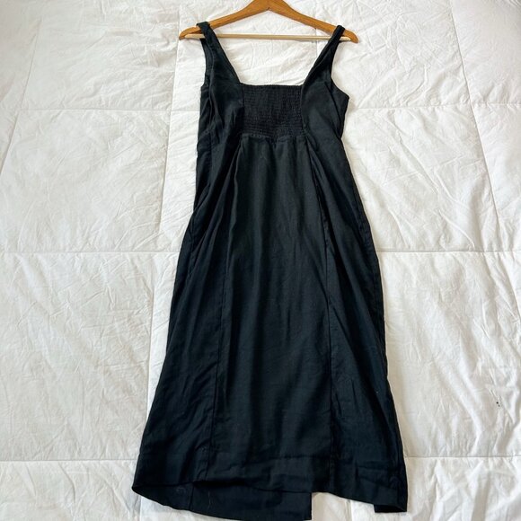 Anthropologie Sleeveless Square Neck Len Button Wrap Midi Dress Black Small - Picture 7 of 10